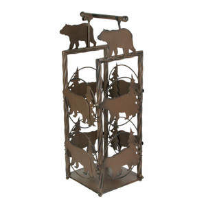 Rustic Metal Brown Bear Floor Standing Toilet Paper Holder With Roll Storage Main image