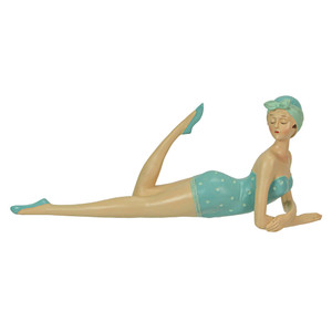 Retro Bathing Beauty Beach Girl in Hand-Painted Polka Dot Swimsuit Figurine Main image