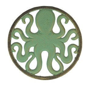 Cast Iron Octopus Trivet – Verdigris/Bronze, 7.75", Heat-Resistant Nautical Art Main image