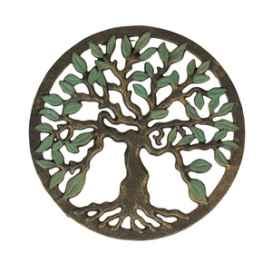 Cast Iron Tree of Life Trivet – Gold Finish, 7.75", Heat-Resistant, Wall Art Main image