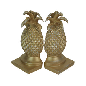 Elegant Gold Pineapple Bookends – Chic Tropical Bookshelf Accent Main image