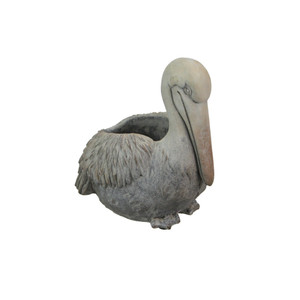 Whimsical Pelican Planter, Gray Finish, Coastal Decor for Home & Garden Main image