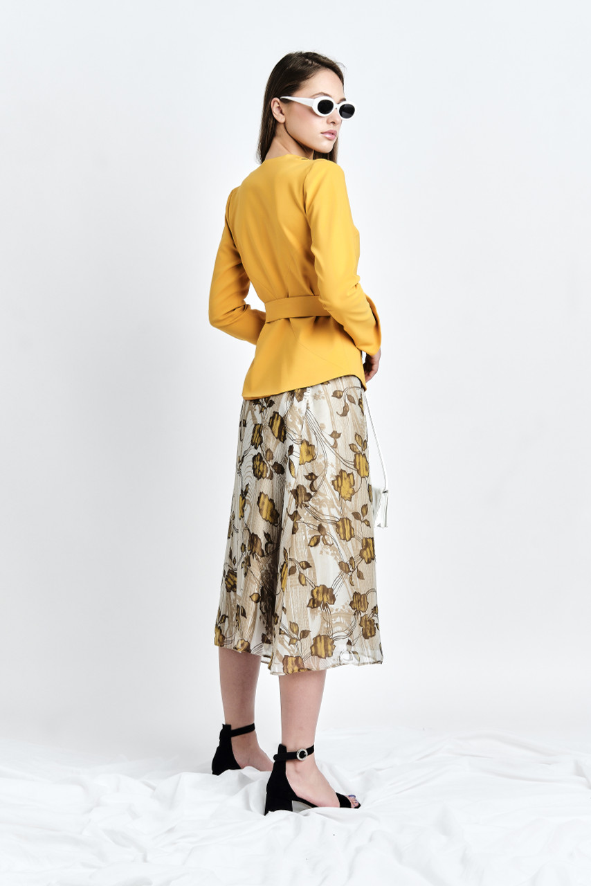 ZORI Blazer (Belted Mustard Blazer with Shoulder Coutouts)