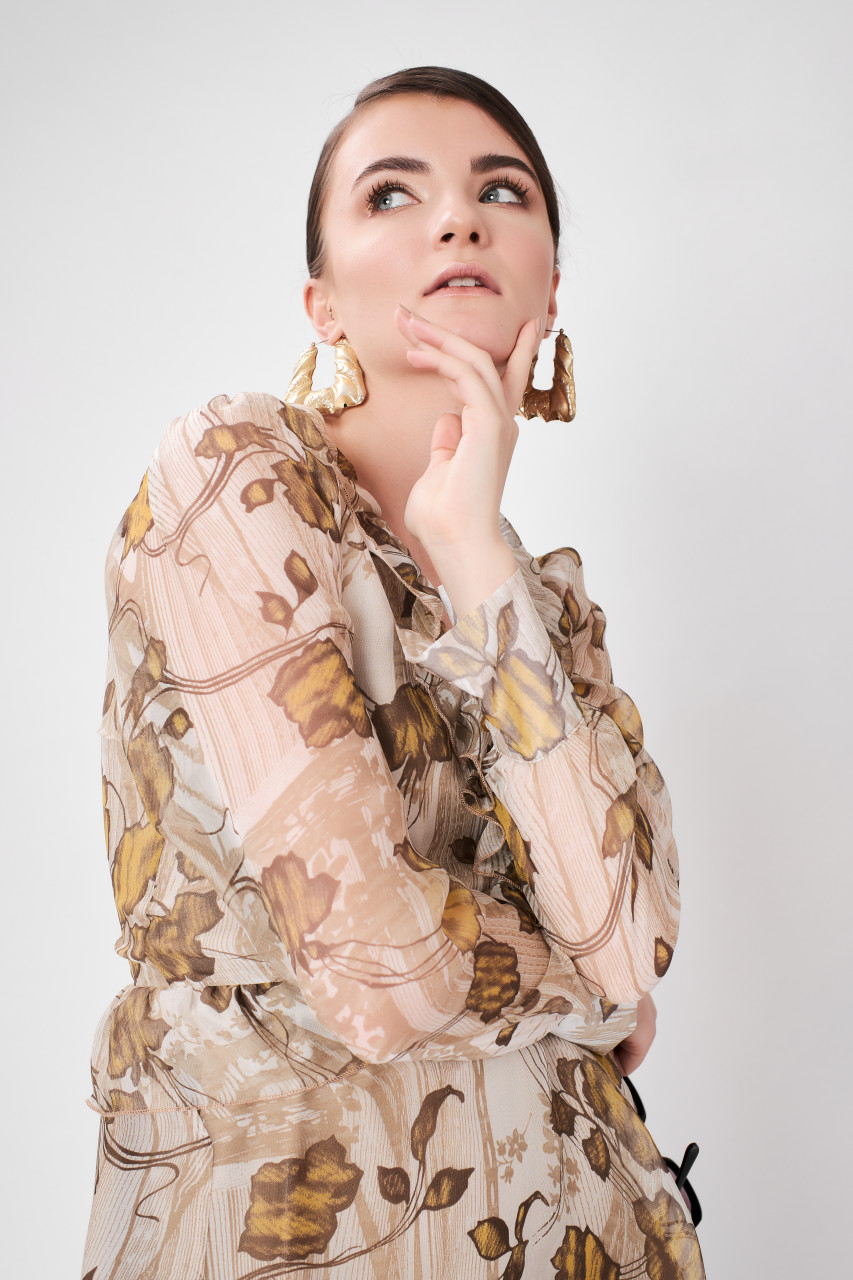 Round Dress (Silk Dress with Front Ruffles)