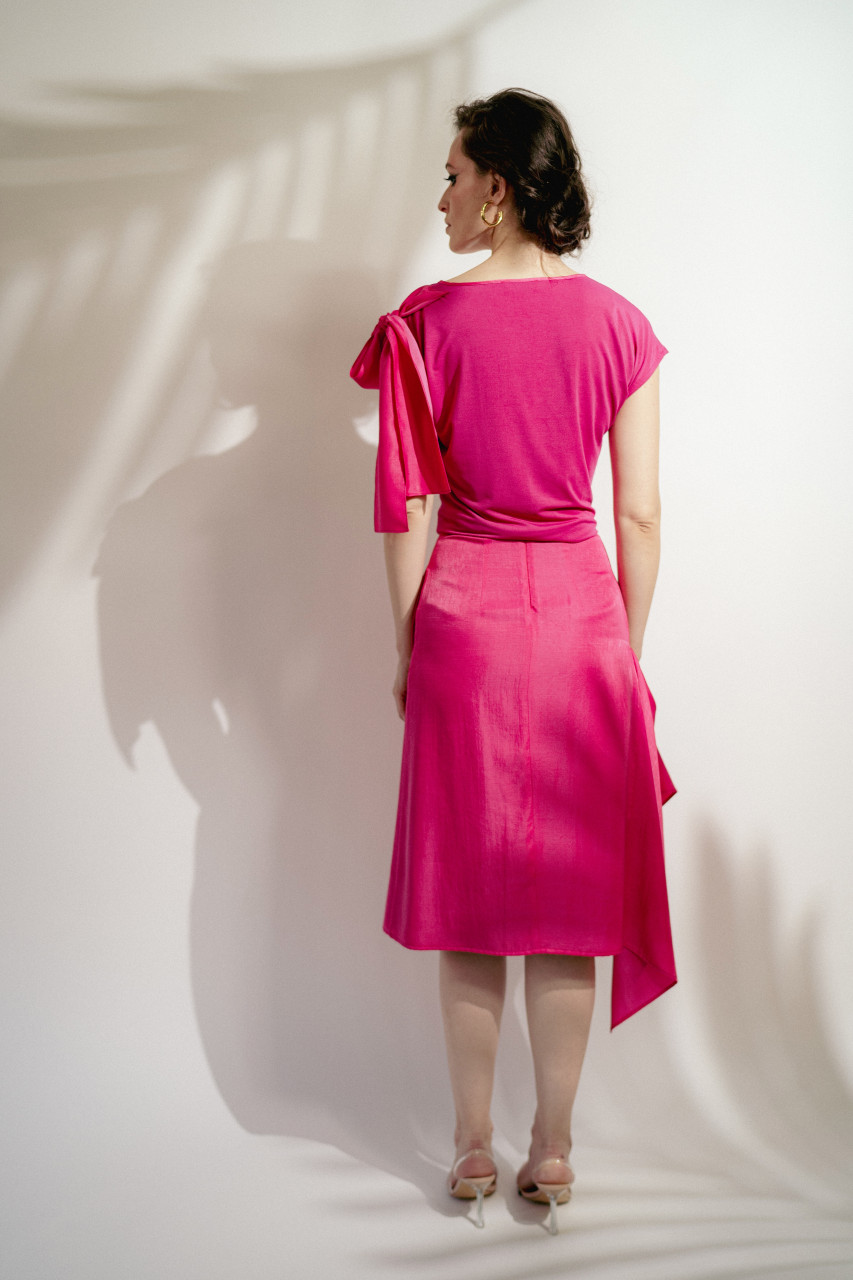 Marseille Fuchsia T-shirt with Shoulder Ties