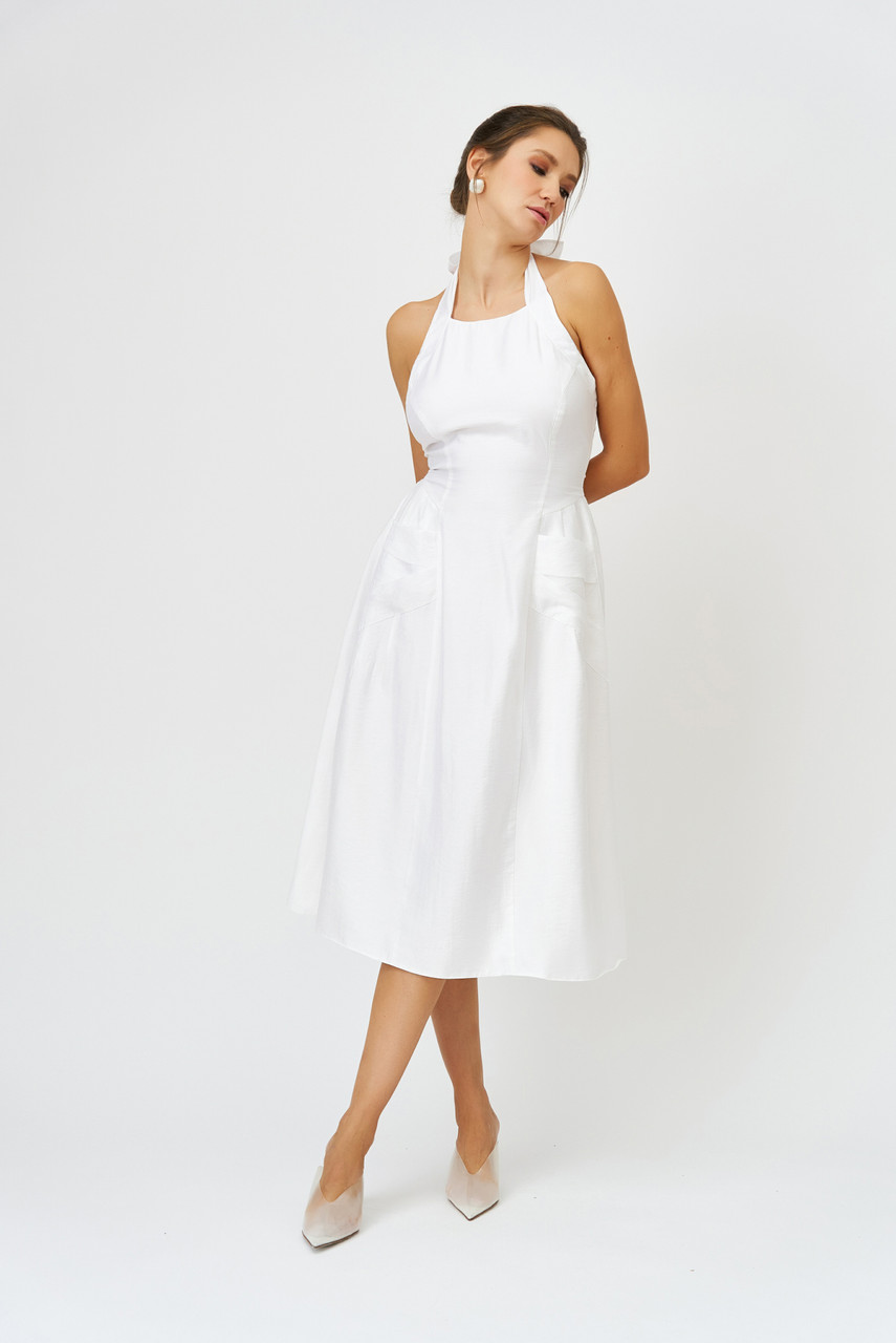 BELLE-VIE Halter Midi Dress in White