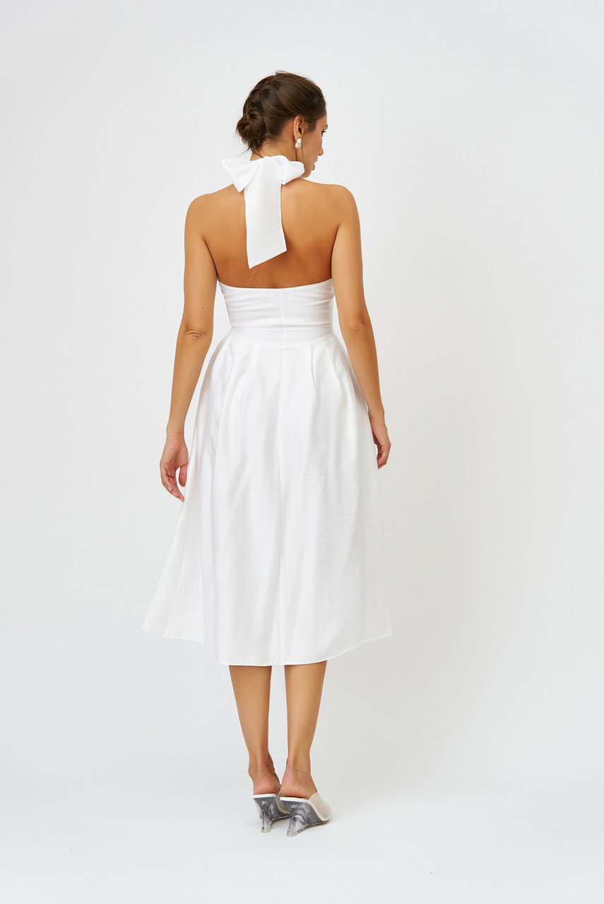 BELLE-VIE Halter Midi Dress in White
