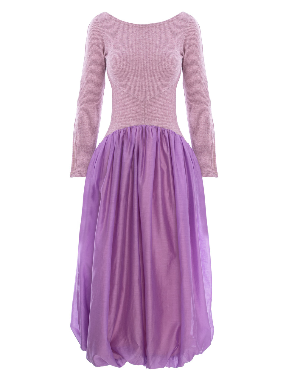 LILIAN Midi Dress with Gathered Voile Skirt in Lilac LILIAN Midi Dress with Gathered Voile Skirt in Lilac