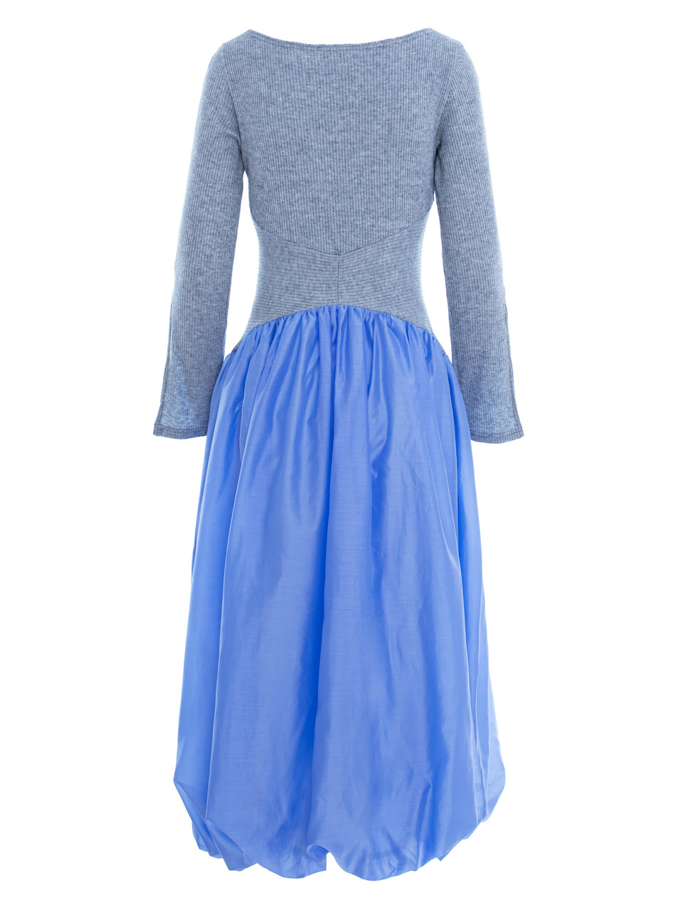 LILIAN Midi Dress with Gathered Voile Skirt in Ciel