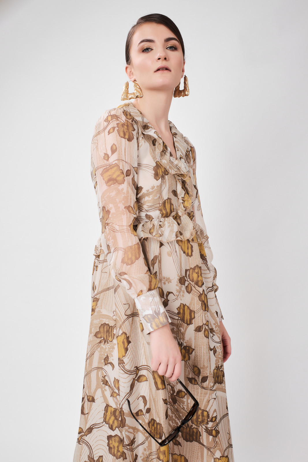 Round Dress (Silk Dress with Front Ruffles)