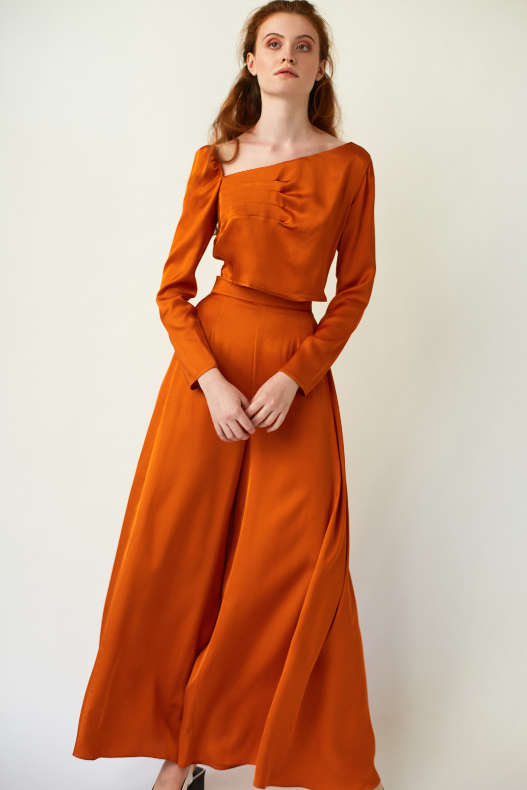 SKYLINE Wide-leg Orange Trousers