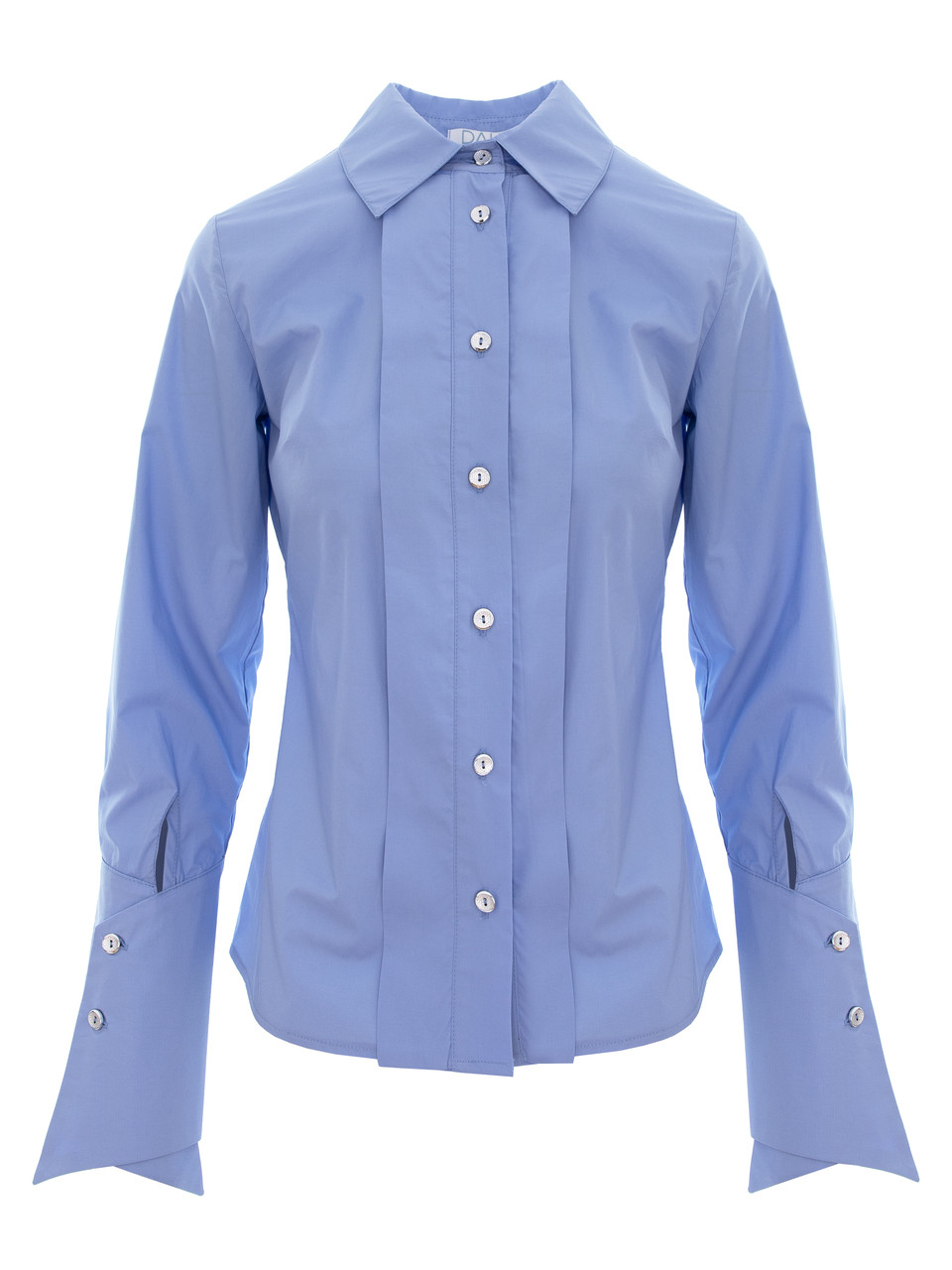 On-the-Edge Poplin Shirt with Oversized Cuffs in Light-Blue