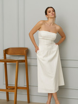 INFINITY Strapless Midi Dress in White INFINITY Strapless Midi Dress in White