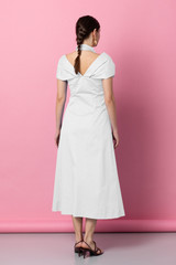 EUPHORIA White Sculpted Bow Midi Dress EUPHORIA White Sculpted Bow Midi Dress