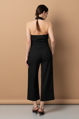 POPPY Cropped Trousers with Asymmetric Waist in Black