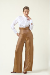 SUPERNOVA Wide-Leg Pants with High Corset Waist in Tobacco