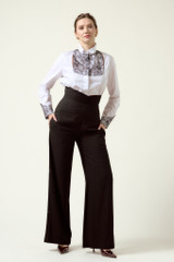 SUPERNOVA II Wide-Leg Pants with High Corset Waist in BLACK