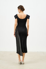 The SWAN Maxi Dress with Short Sleeves in Black