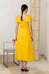 EUPHORIA Sculpted Bow Midi Dress in Yellow