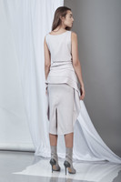 Soft-Spirit Skirt (Light Grey Ruffled Midi Skirt)