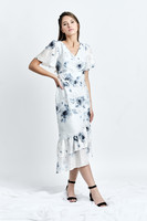 HORA dress (Flower-print Silk-blend Asymmetric Midi Dress)