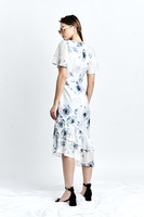 HORA dress (Flower-print Silk-blend Asymmetric Midi Dress)