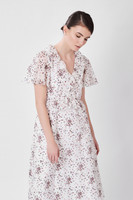 Round Multicolored Dress (Short Sleeved Silk-blend Dress)