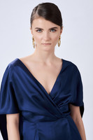 RECTANGLE Straight-Leg Blue Jumpsuit with Cape-Effect