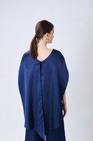 RECTANGLE Straight-Leg Blue Jumpsuit with Cape-Effect