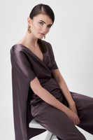 RECTANGLE Straight-Leg Plum Jumpsuit with Cape-Effect