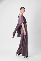 RECTANGLE Straight-Leg Plum Jumpsuit with Cape-Effect