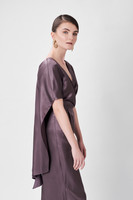 RECTANGLE Straight-Leg Plum Jumpsuit with Cape-Effect