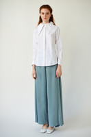 WINGS Poplin Shirt with Double Collar in White