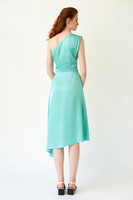 MIRAGE One-Shoulder Mint Midi Dress with Side Pleat
