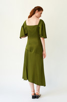 PHOENIX Pesto Midi Dress with Pleated Sleeves