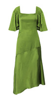 PHOENIX Pesto Midi Dress with Pleated Sleeves