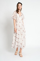 UTOPIA Silk-Blend Maxi Wrap Dress with Pleated Sleeves