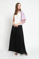 PARADISAEA Ecru T-shirt with Lilac Pleated Sleeve