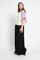 PARADISAEA Ecru T-shirt with Lilac Pleated Sleeve