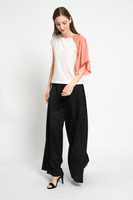 PARADISAEA Ecru T-shirt with Light-coral Pleated Sleeve