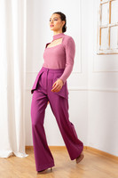 The NOVA Wide Leg Pants with Side Panels in Dark Fuchsia
