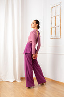 The NOVA Wide Leg Pants with Side Panels in Dark Fuchsia