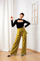 The NOVA Wide Leg Pants with Side Panels in Dark Yellow