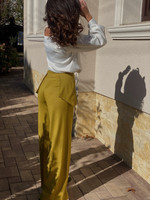 The NOVA Wide Leg Pants with Side Panels in Dark Yellow