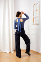 The NOVA Wide Leg Pants with Side Panels in Dark Blue