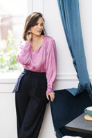 The NOVA Wide Leg Pants with Side Panels in Dark Blue