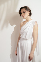 SAINT-TROPEZ Draped One-Shoulder White Top