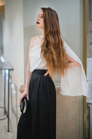 SAINT-TROPEZ Draped One-Shoulder White Top