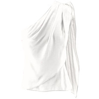 SAINT-TROPEZ Draped One-Shoulder White Top