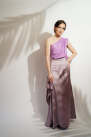 SAINT-TROPEZ Draped One-Shoulder Lilac Top